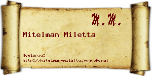 Mitelman Miletta névjegykártya